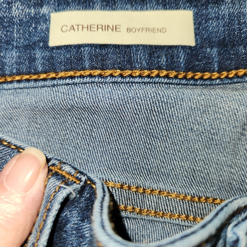 Kut From The Kloth Catherine Boyfriend Patchwork Jeans Size 10 Frayed Raw Hem - Picture 9 of 15